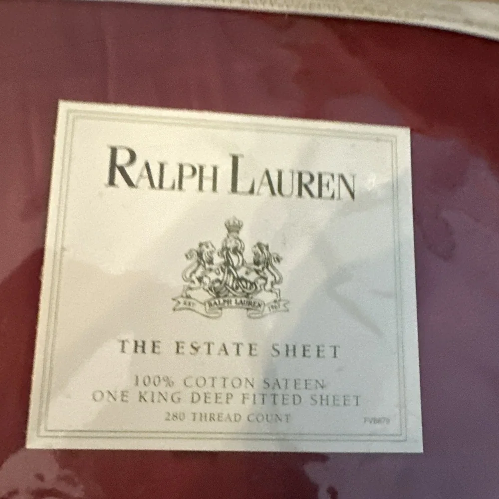 RARE Ralph Lauren Estate Sateen Damask Red King Sheet Set 4PC NOS Sealed